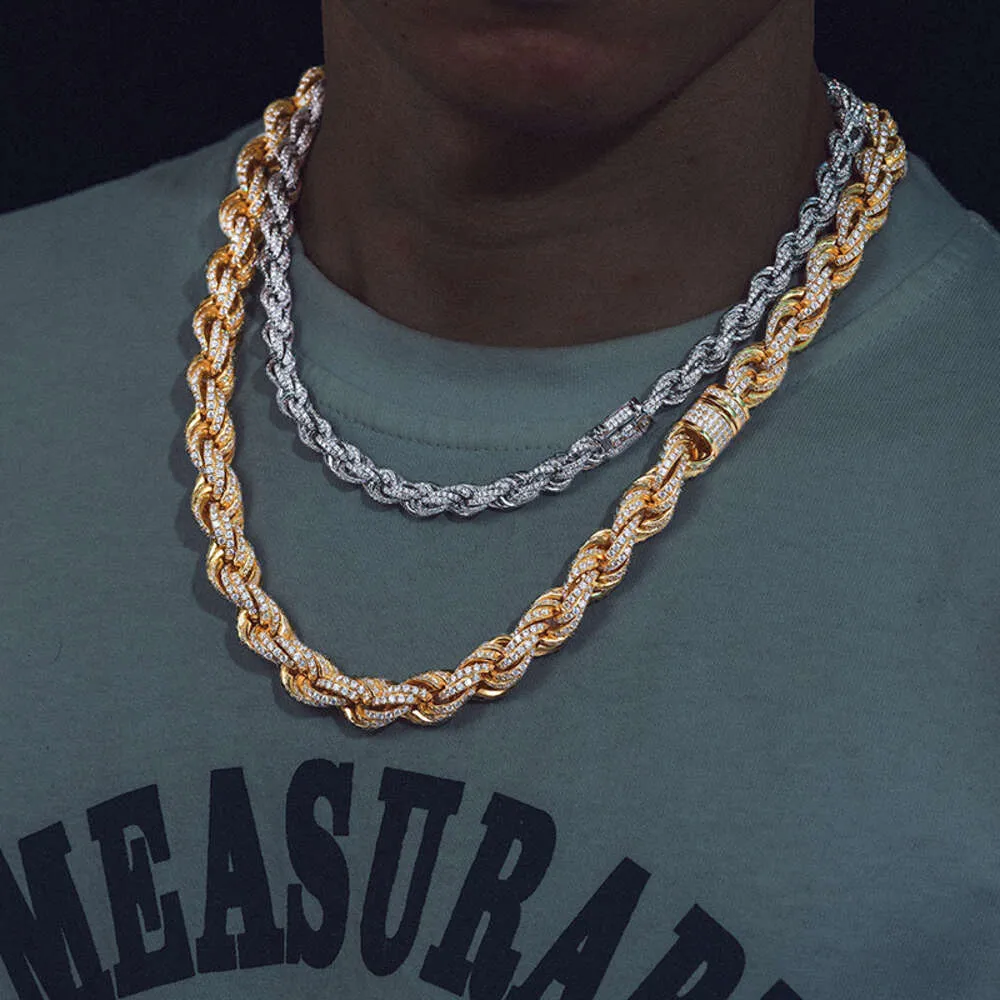Dropshipping Pass Diamond Tester Iced Out Moissanite Rope Chain Lab Gemstone Twist Κολιέ Sterling Sier για Άνδρες Hiphop_voghion.com