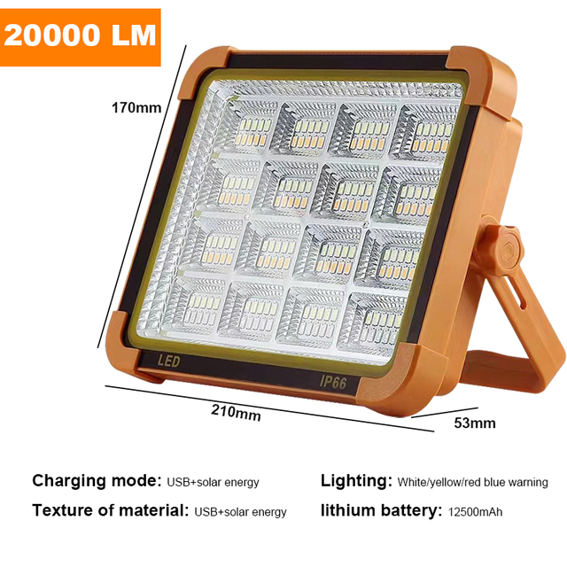Luce solare a LED, faretto solare portatile, lanterna da campeggio ricaricabile, 4 modalità per la pesca all'aperto, lampada da tenda impermeabile_voghion.com