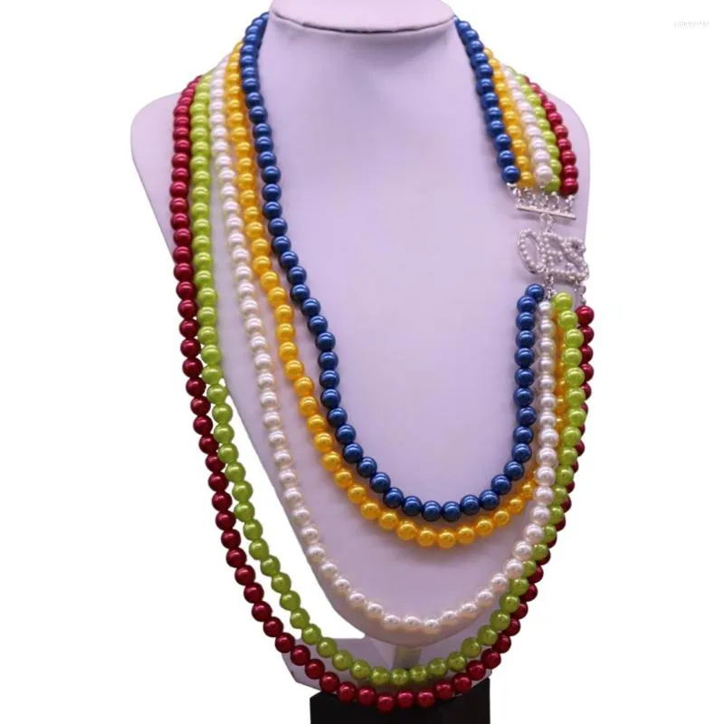 Pendant Necklaces Handmade Mix Colors Pearl Layers Long Chokers Sorority Fraternity OES Order Easter Star Organization_voghion.com