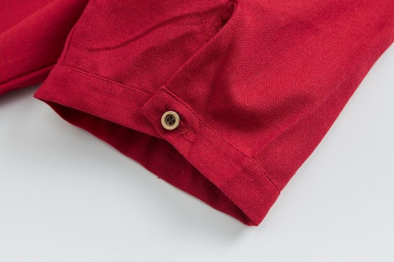 Men's Clothing  shirt solid color men's foreign trade men's summer men's cotton and linen casual shirt half placket stand collar new_voghion.com