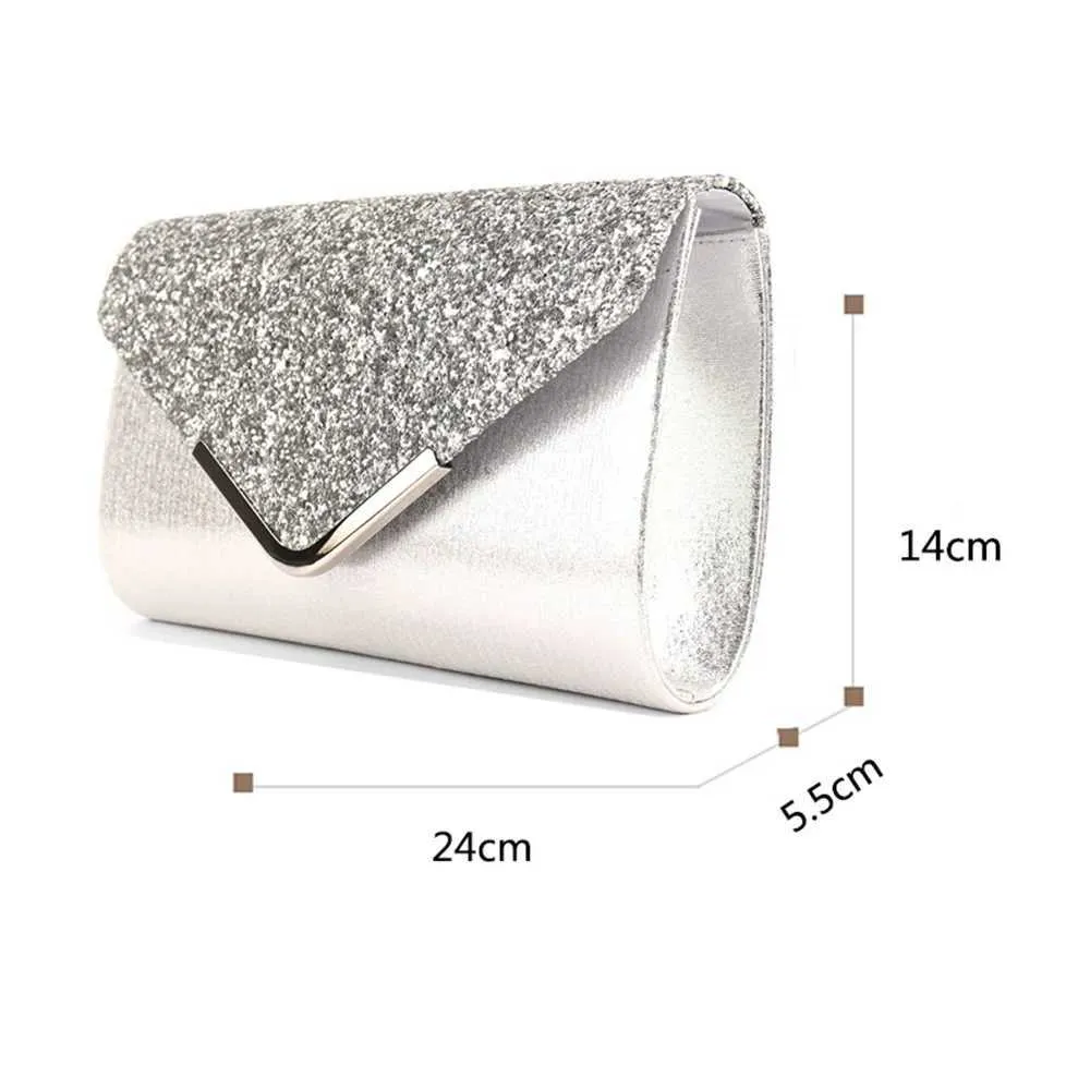 Womens envelope evening chain shoulder bag sparkg banquet ps wallet womens wedding party clutch mini handbag Y241019_voghion.com
