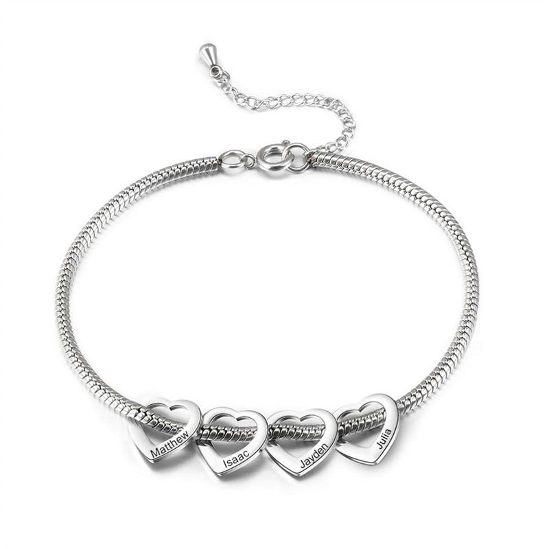 Personalisiertes verstellbares Armband aus Edelstahl in Herzform mit Liebe zum Selbermachen, Name, Fußkettchen, Damenschmuck_voghion.com