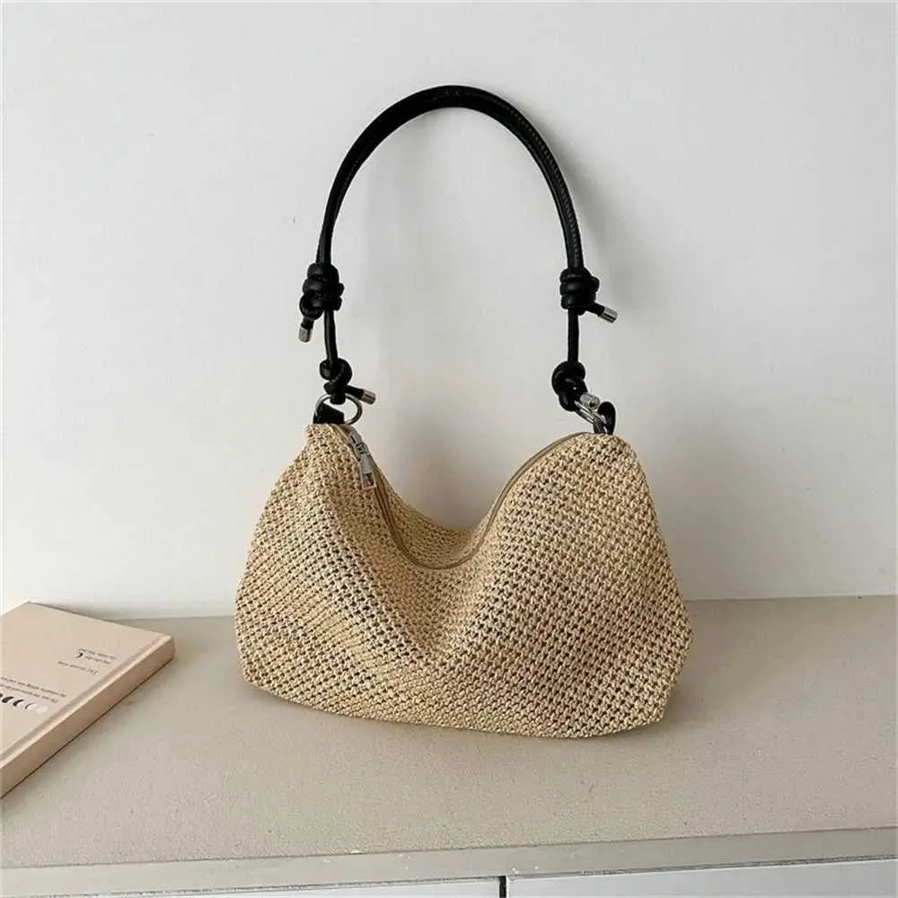 Sac à chaussures de plage d'été grande capacité Hand Str pour femme, tissé à la main Y241026_voghion.com
