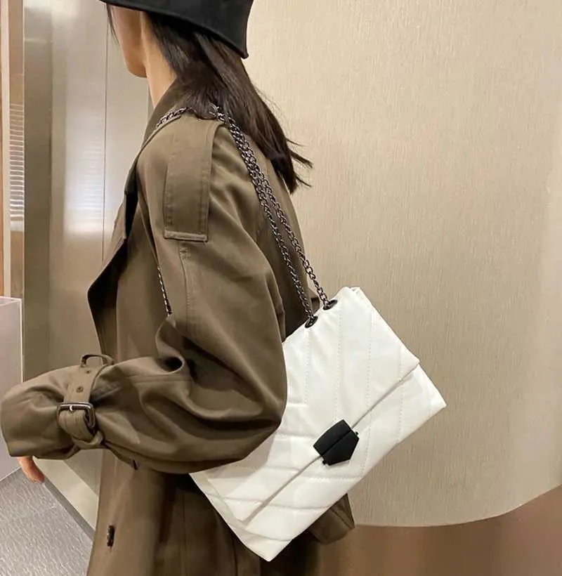 Ketten Schulter Frauen PU Leder Achselhöhle Mode Messenger Kleine Klappe Umhängetasche Dame Einkaufstasche femmeC241103_voghion.com