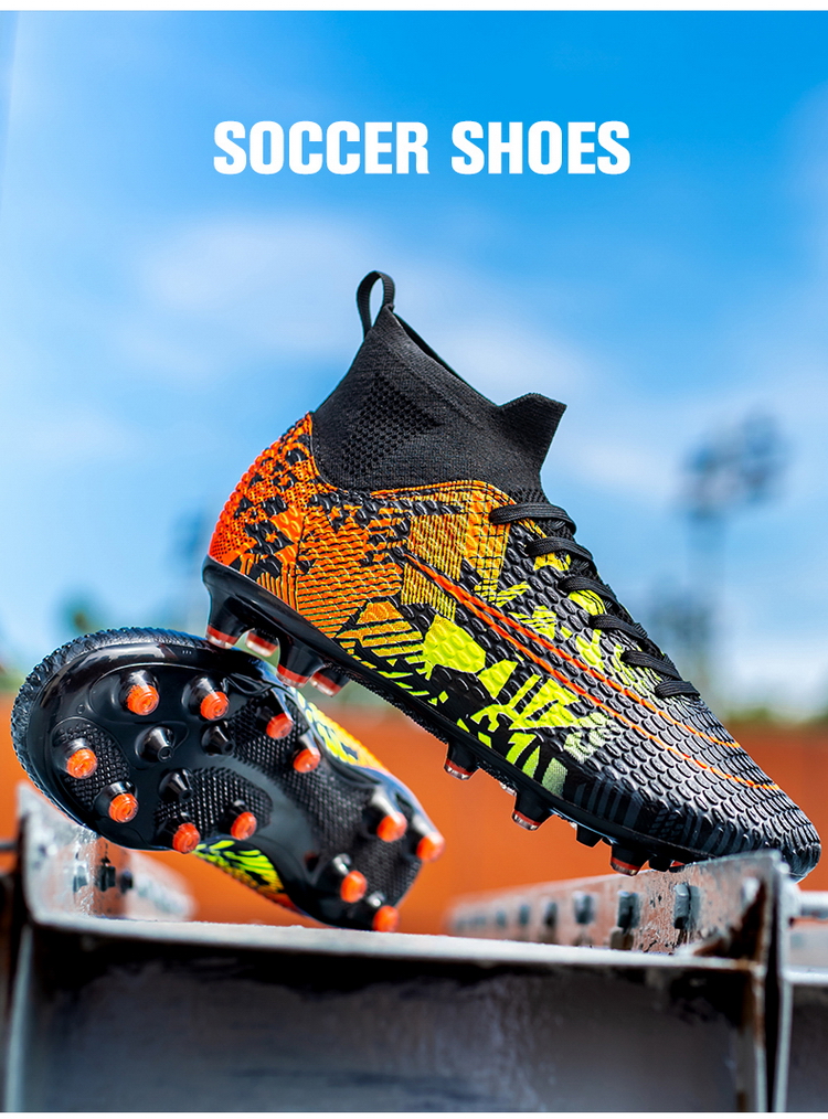 Cleats Men Soccer Shoes Football Boots Grass Training Match Sneakers Ultralight Non-Slip Long Spikes Unisex_voghion.com