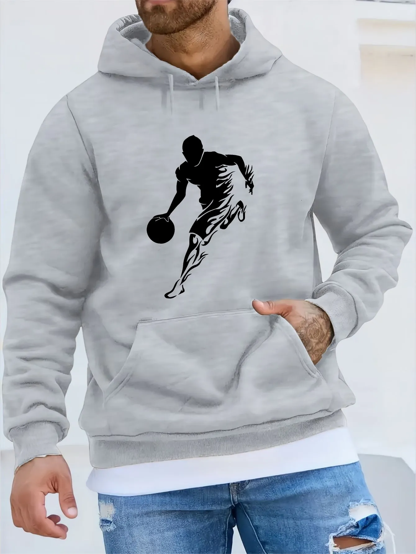 Lässiger, trendiger Kapuzenpullover für Herren mit BASKETBALL-Aufdruck, Pullover-Sweatshirt, langärmeliges Oberteil für männliche Mode 29f8d7b9_voghion.com