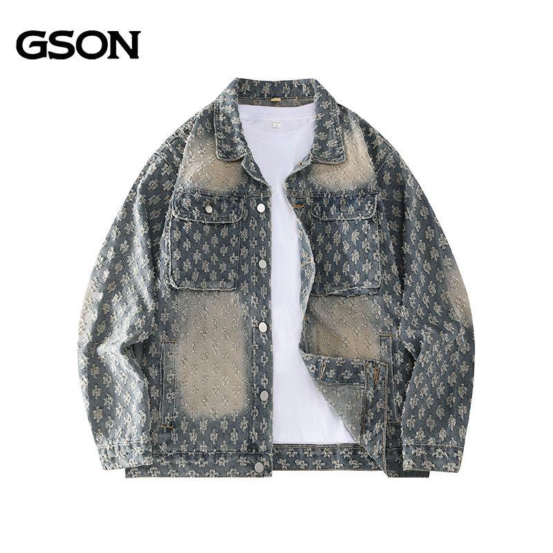 Semir Group GSON washed worn jacquard denim men women in spring and autumn, loose fitting jacket for couples