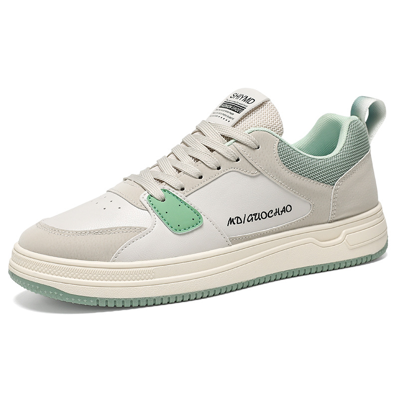 Men's Breathable Canvas White Trainers Thick Sole Casual Shoes_voghion.com