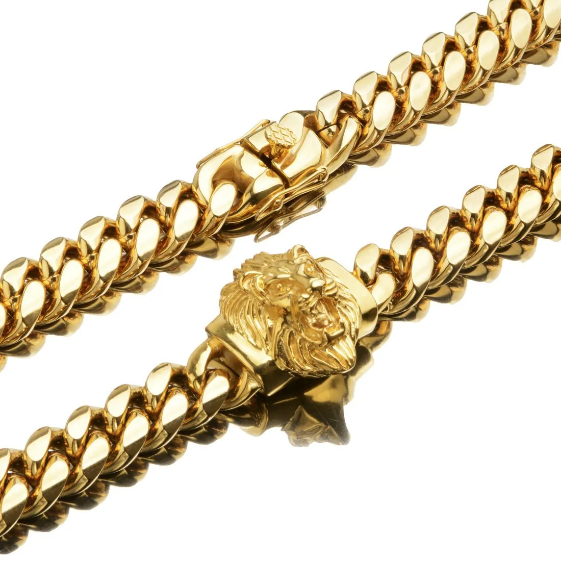 Set gioielli catena maglia cubana testa di leone zircone_voghion.com