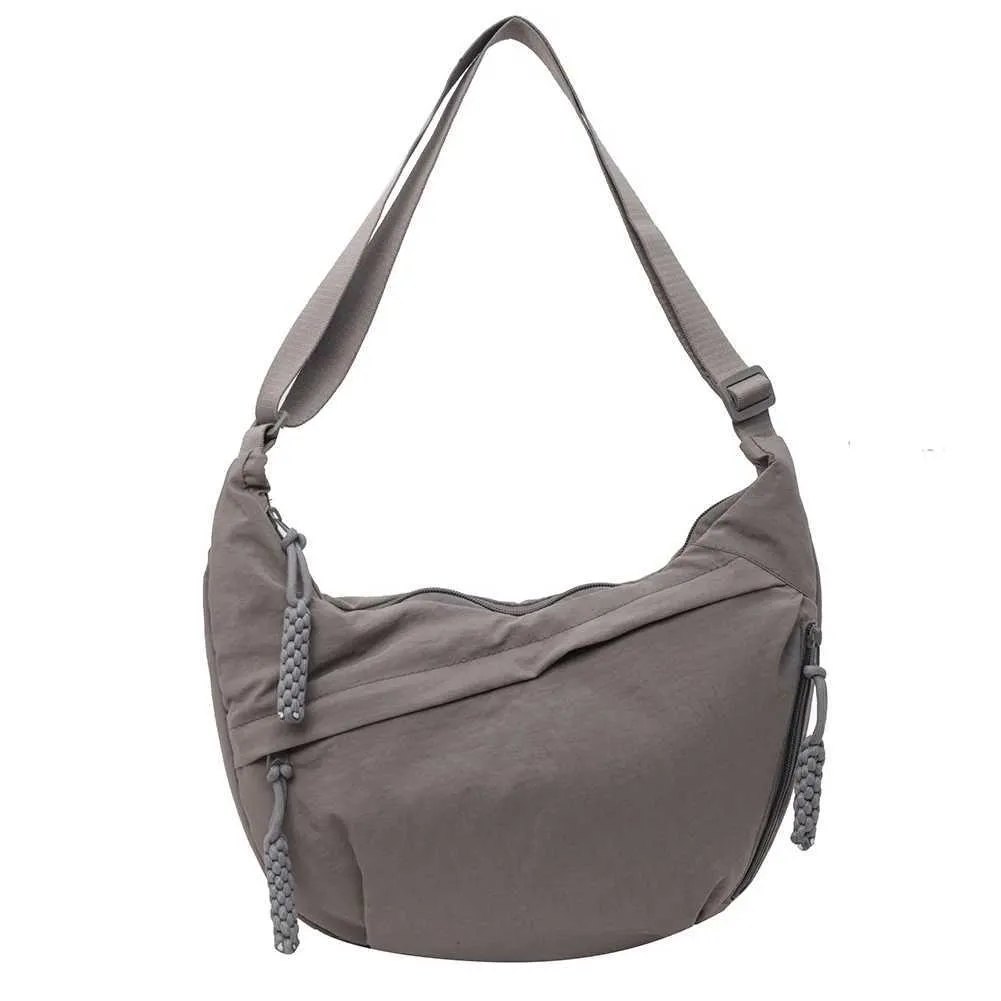 Borsa a tracolla a mezzaluna con tracolla regolabile e grande capacità, multitasche, da donna, elegante, semplice, a tracolla_voghion.com
