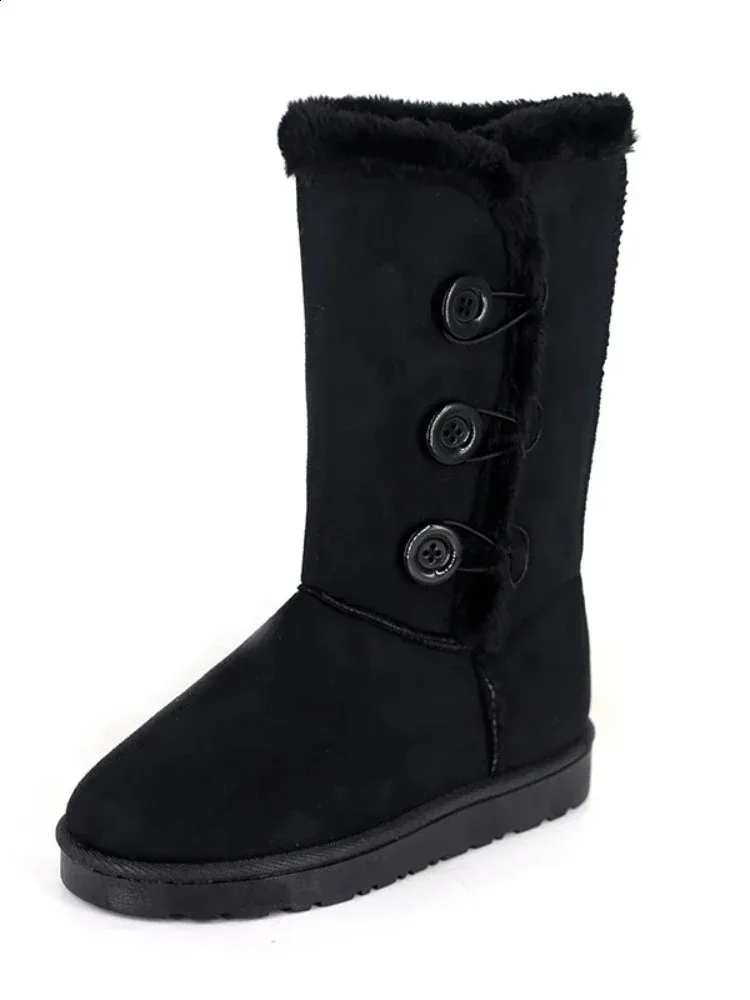 Button Snow Boots For Women Warm Winter Flat Wool Shoes_voghion.com