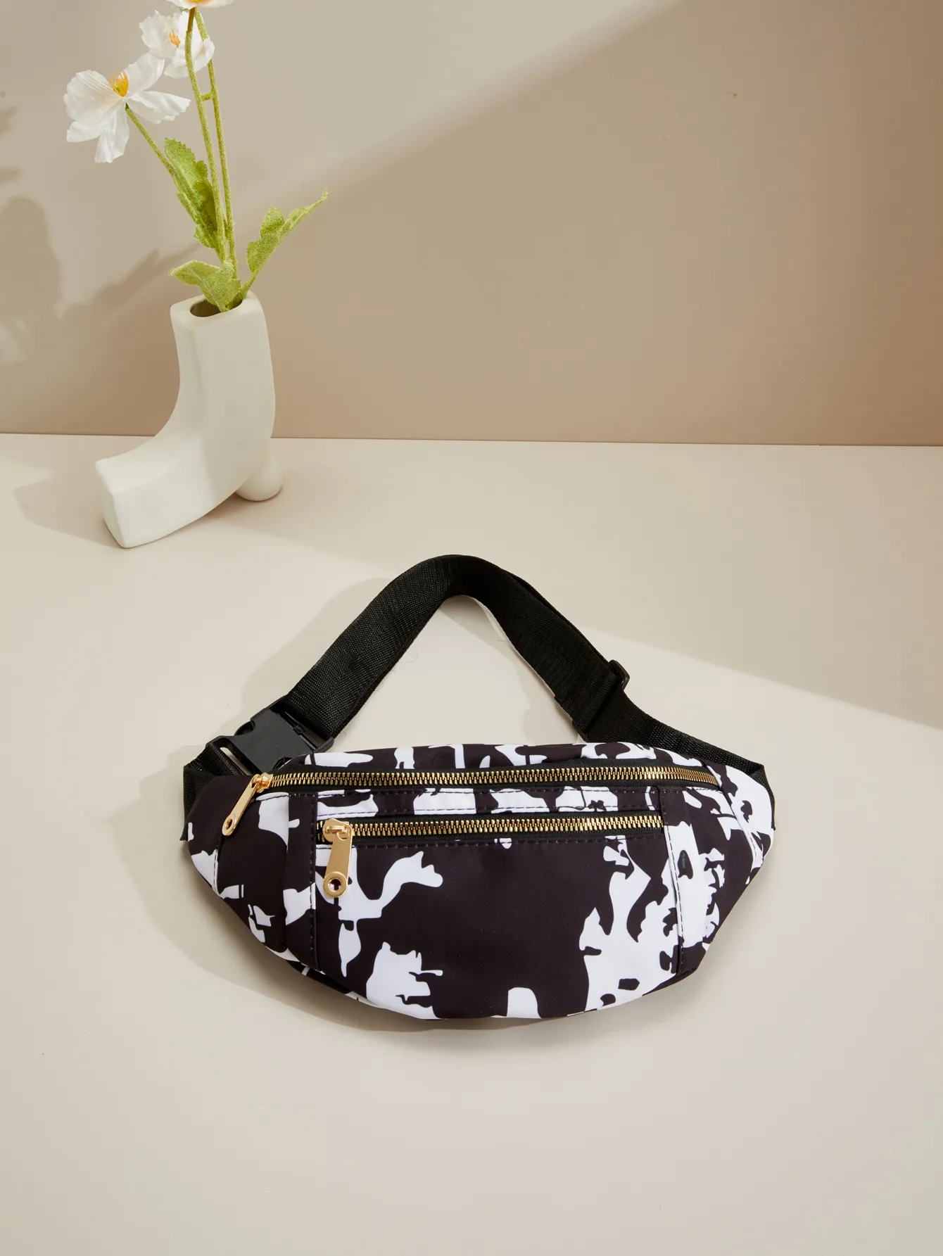 Marsupio con motivo a mucca, piccolo marsupio a tracolla per donna, alla moda, con cintura toracica, per sport, allenamento e viaggi_voghion.com