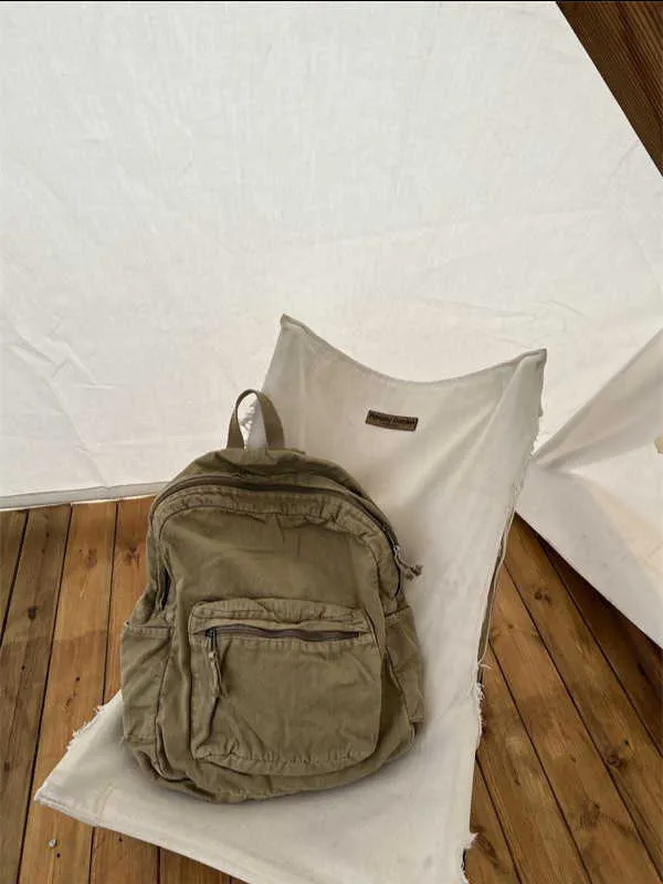 Vintage platneni ruksak za žene s patentnim zatvaračem, ležeran, srednjeg kapaciteta, u preppy stilu, ženski, Ba241031_voghion.com