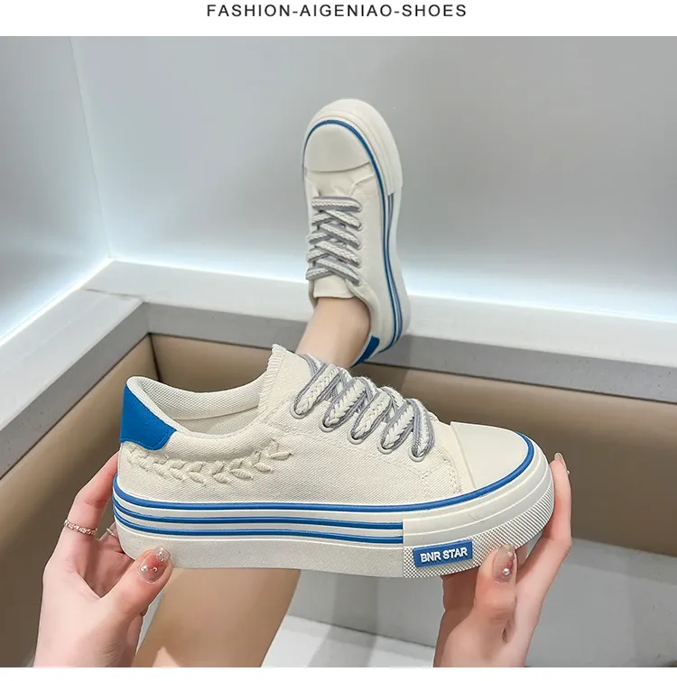 Platform Women Canvas Shoes Height Increasing Chunky Sneakers For Youth Girls Outdoor Trainers Female Ladies Thick Sole_voghion.com