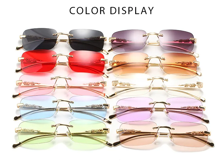 Vintage Sonnenbrille Eckig Rahmenlos Für Damen Und Herren_voghion.com