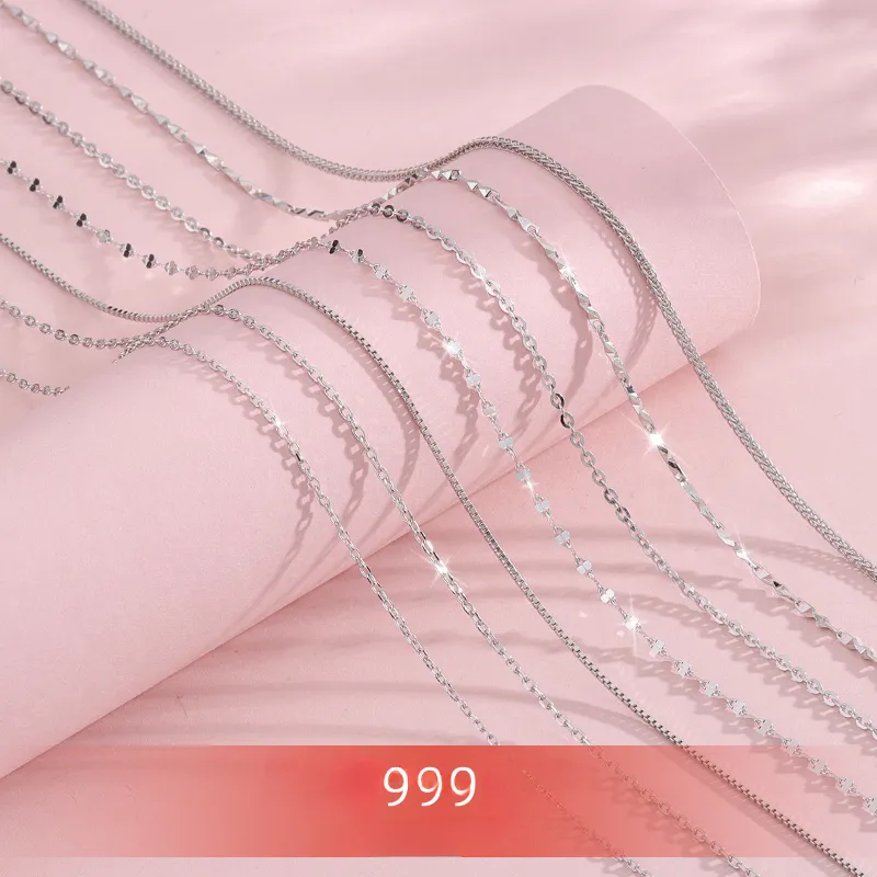 S999 Sterling Pure Sier O Cross Link Chain Collane Shining Bling Collana corta Choker Accessori per gioielli fai da te_voghion.com