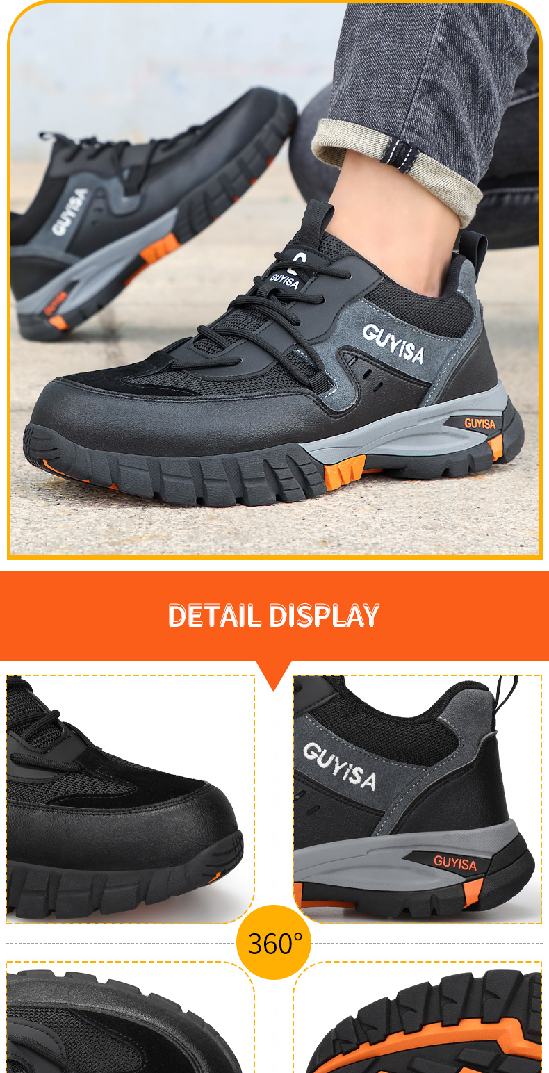 GUYISA Kasut Lelaki - Botas de seguridad para hombre, antiaplastamiento, antipuñaladas, con puntera de acero y aislamiento eléctrico, 1109_voghion.com