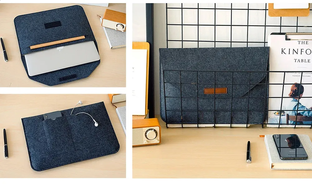 Laptoptasche aus Wollfilz, Hülle für 11, 12, 13, 15,6 Zoll Book Air Pro, Hülle für MateBook mit Mauspad oder Power Mini-Pack_voghion.com