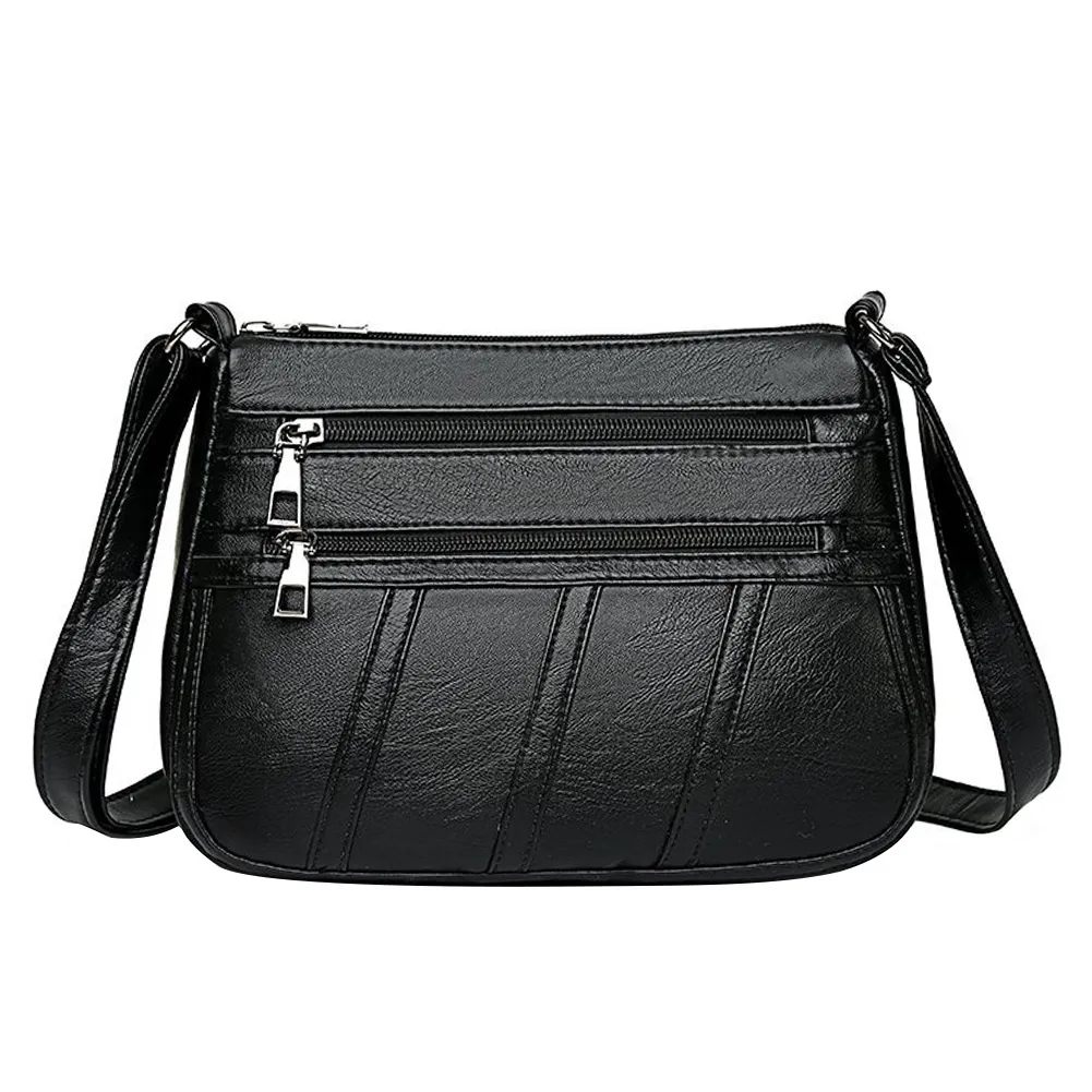Borsa a tracolla da donna alla moda, in pelle PU, semplice e solida, messenger bag multitasche da donna._voghion.com