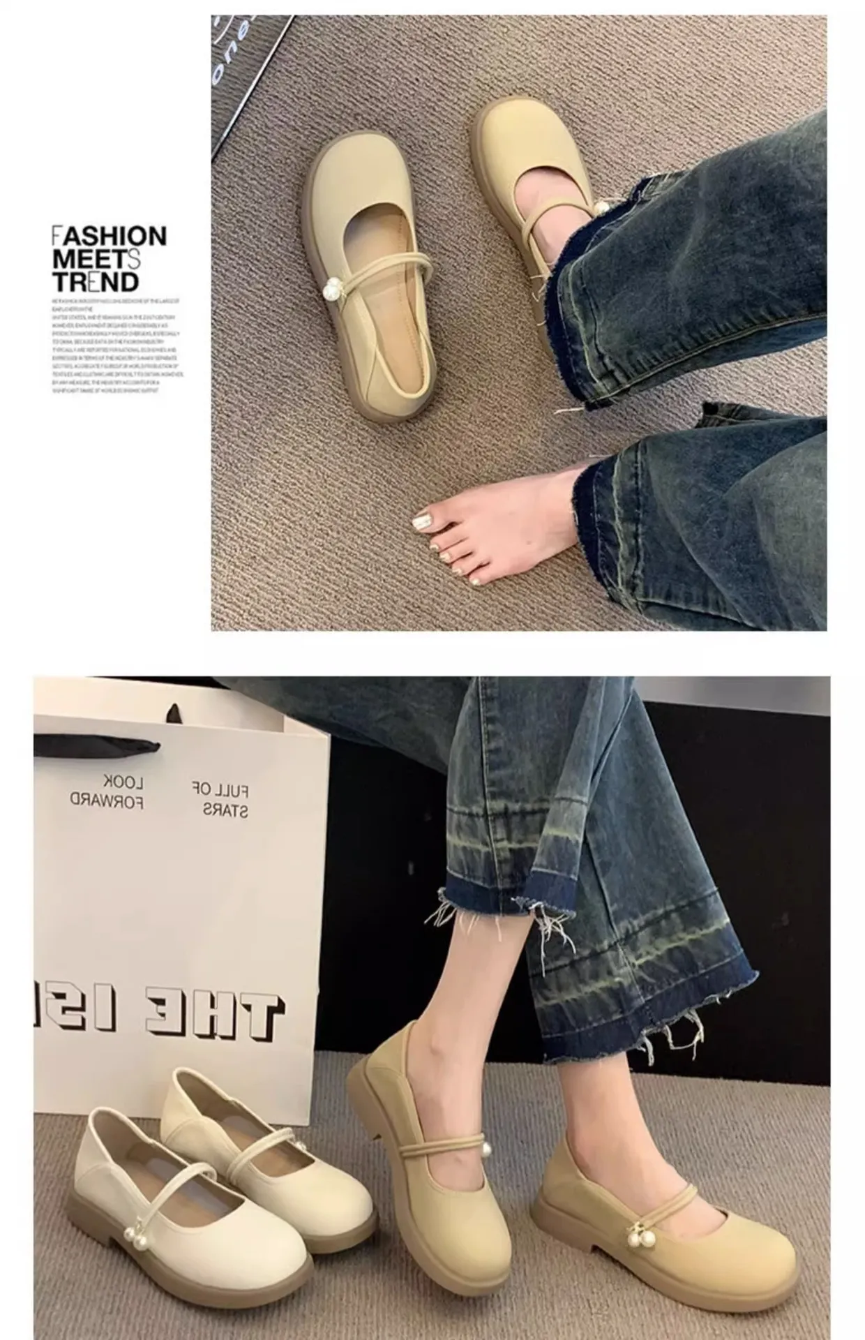 Damen Mary Jane Ballerinas Aus Echtem Leder Für Den Frühling_voghion.com