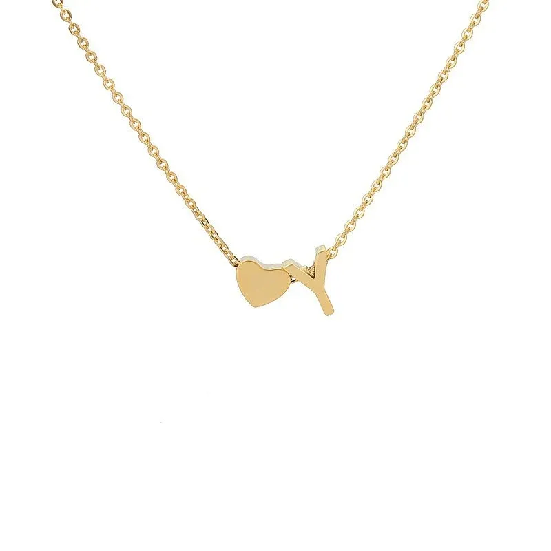 Fashion designer for woman tiny heart love choker gold sier color letter necklace jewelry custom chain_voghion.com