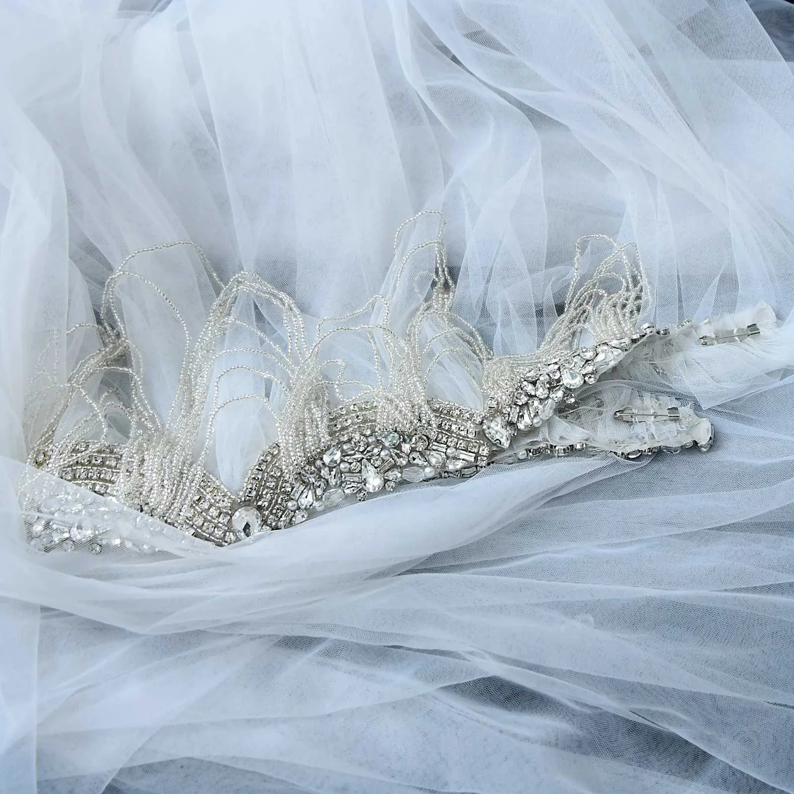 Bruids cape met kralen voor dames strass bruiloft sluier sjaal_voghion.com