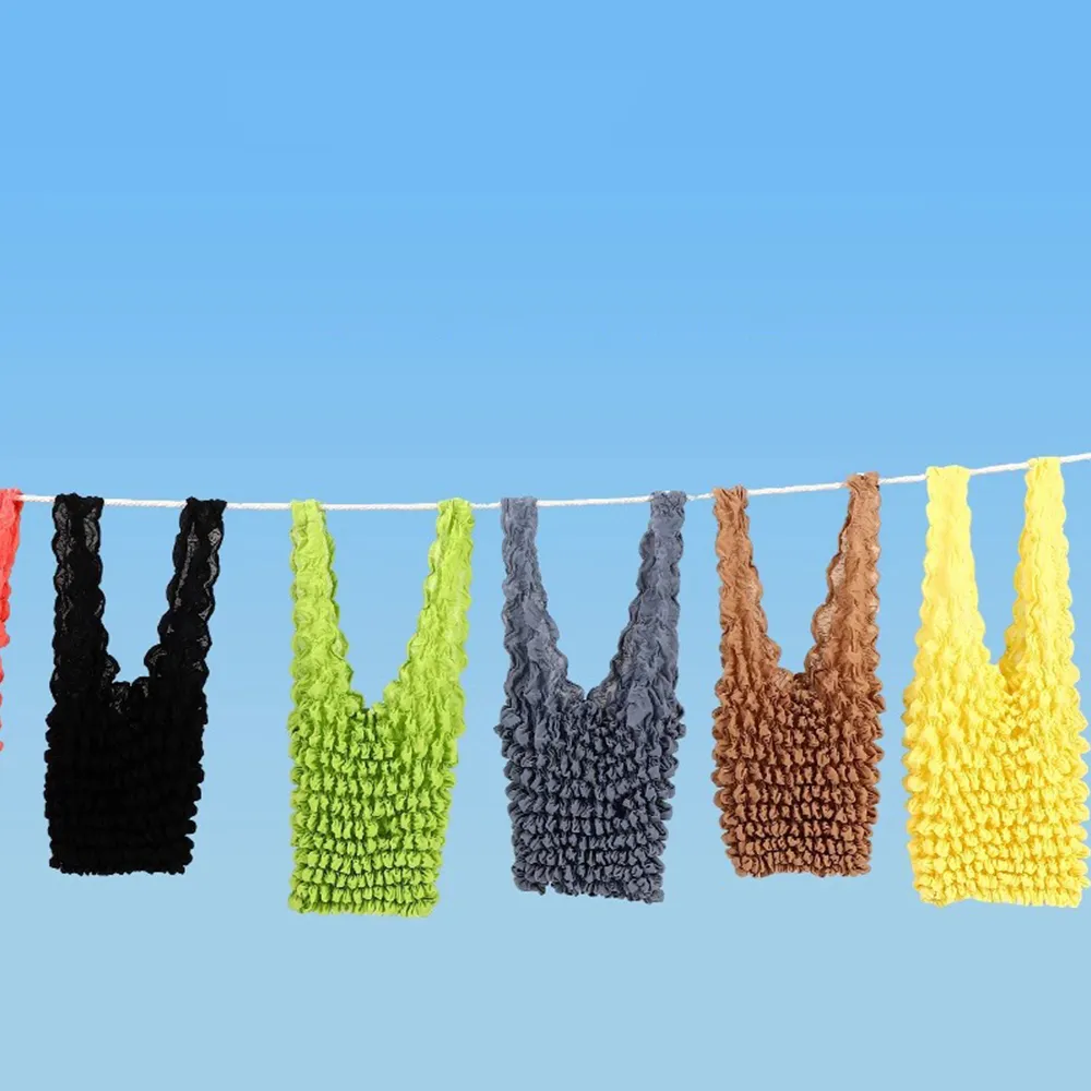 Stretchable Large Capacity Shopping Portable Magic Expansion Handbag Fold Pleated Storage Tote Bag Stretch Shopper Bags_voghion.com
