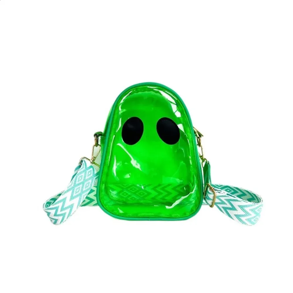 Portofel amuzant din PVC cu fantome și bomboane, pentru Halloween, tip crossbody, transparent, în culoare solidă, pentru telefon mobil, 240823_voghion.com