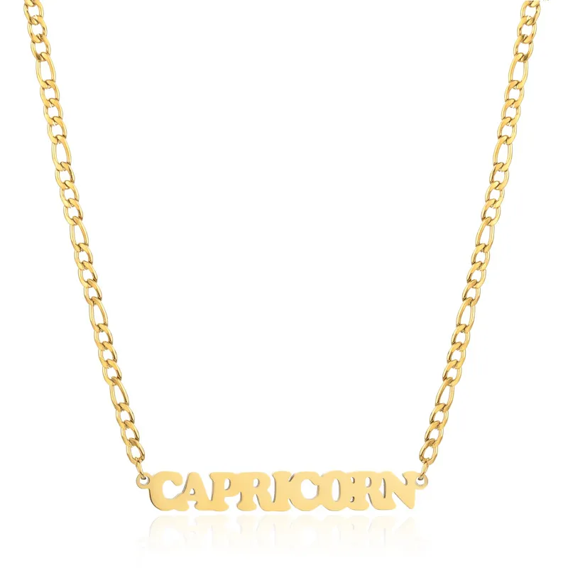 Collier pendentif en acier inoxydable Twee 12 constellations collier lettre ras du cou pour femmes hommes bijoux de cou usine_voghion.com