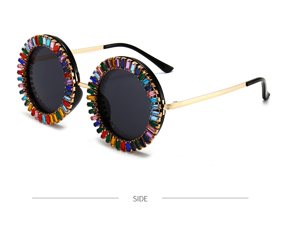 Brand Designer Round Diamond Sunglasses Women Fashion Vintage Party Travel Steampunk Sun Glasses Sexy Ladies Shades_voghion.com