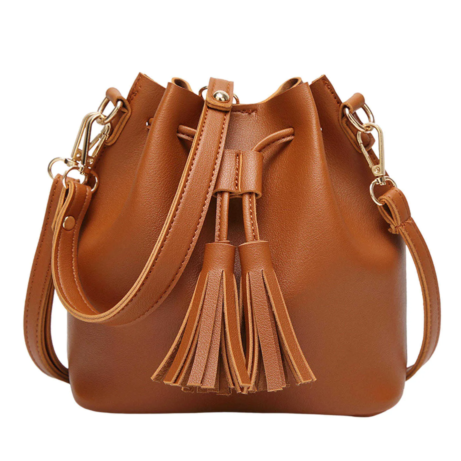 Womens Bucket Hobo Drstring Shoulder Ladies Handbags PU Leather Satchel 2 Way Bag for Winter FemaleC241104_voghion.com