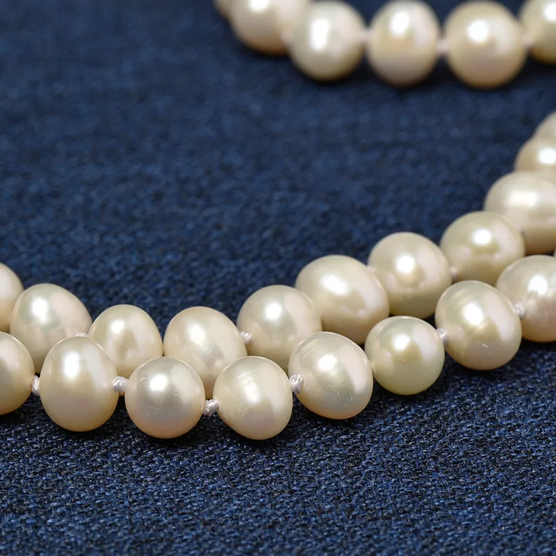 Chaînes Perles Naturelles Perles 7-8mm Taille Pour Bricolage Orange Charm Long Collier Bijoux 34 pouces Généreux Dames Femmes Cadeaux_voghion.com