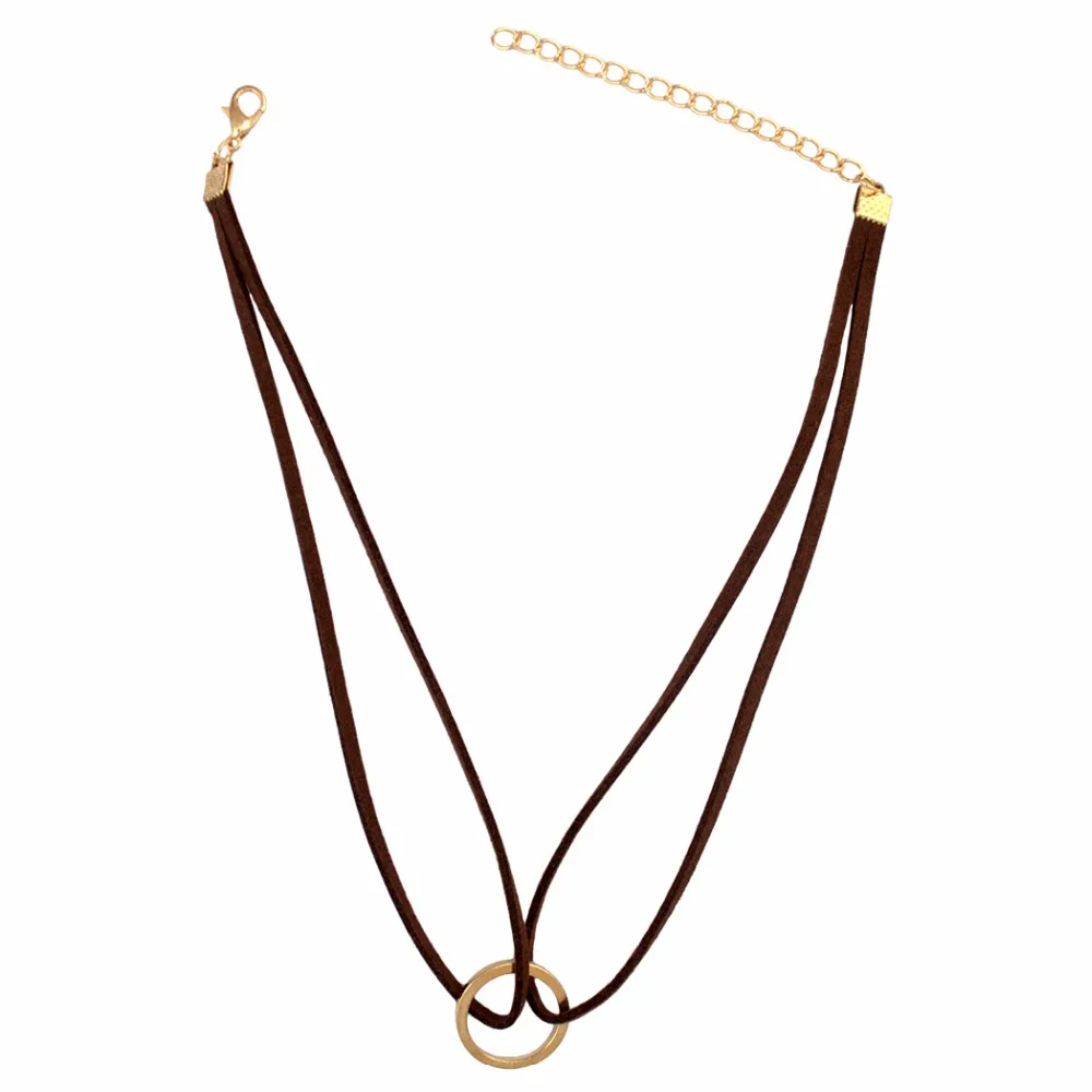 Collane con ciondolo Idealway Semplice Marrone Nero Bianco Doppia Corda Choker in Pelle per Donna Coda Femminile Festa Moda_voghion.com