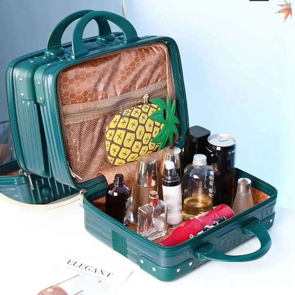 14 Zoll Mini Reeskoffer Portable Kosmetik Haltbar Hand Lage Organizer Make-up Kleng Passwuert Box Boarding Case_voghion.com