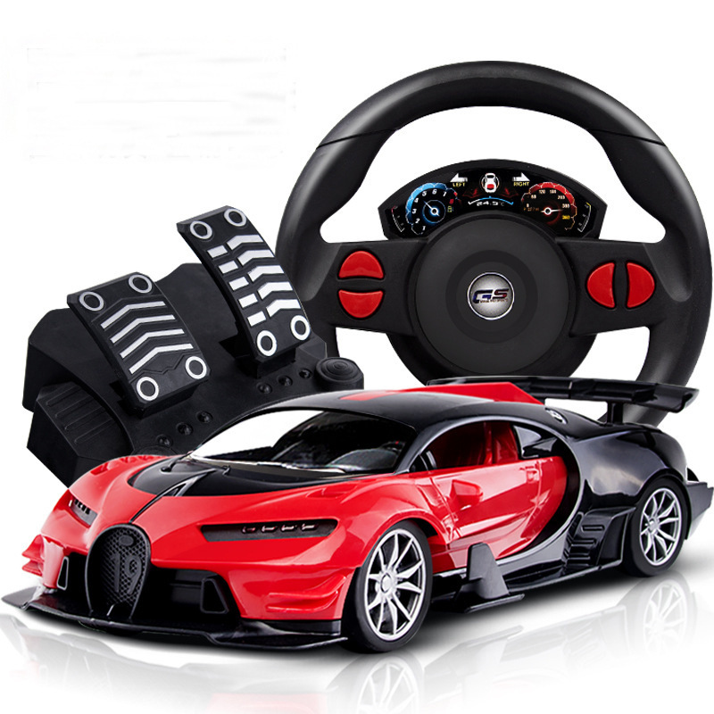 Hand-held gift box Steering wheel remote control car 1:16 charging four-way high-speed car gravity induction electric toy