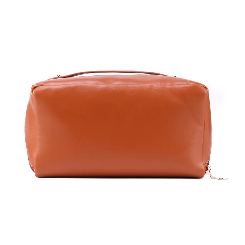 Trousse de maquillage en cuir pour femmes, grande capacité, organiseur de rangement pour pinceaux, idéal pour les voyages._voghion.com