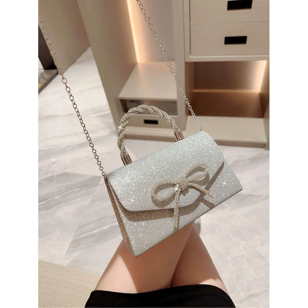 Robe de soirée Pochette polyvalente européenne et américaine Sac à bandoulière pour célébrités Mode Dia Bow Chain Bag_voghion.com