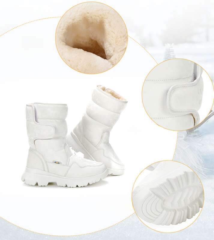 A Great Partner For Skiing Tourism! White Snow Boots For Parent-child Men And Women, Non Slip And Warm_voghion.com
