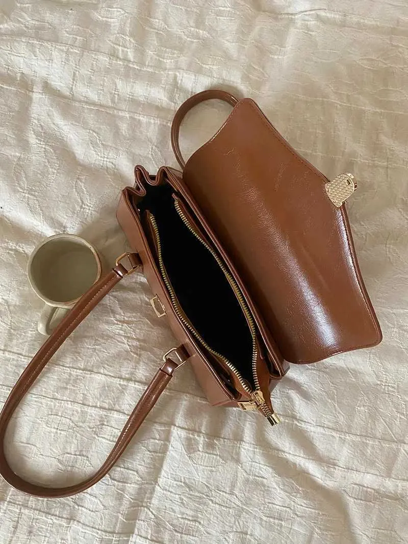 Casual underkläder axel PU-läder moderiktig damhandväska retro armstödsväska Y241123_voghion.com