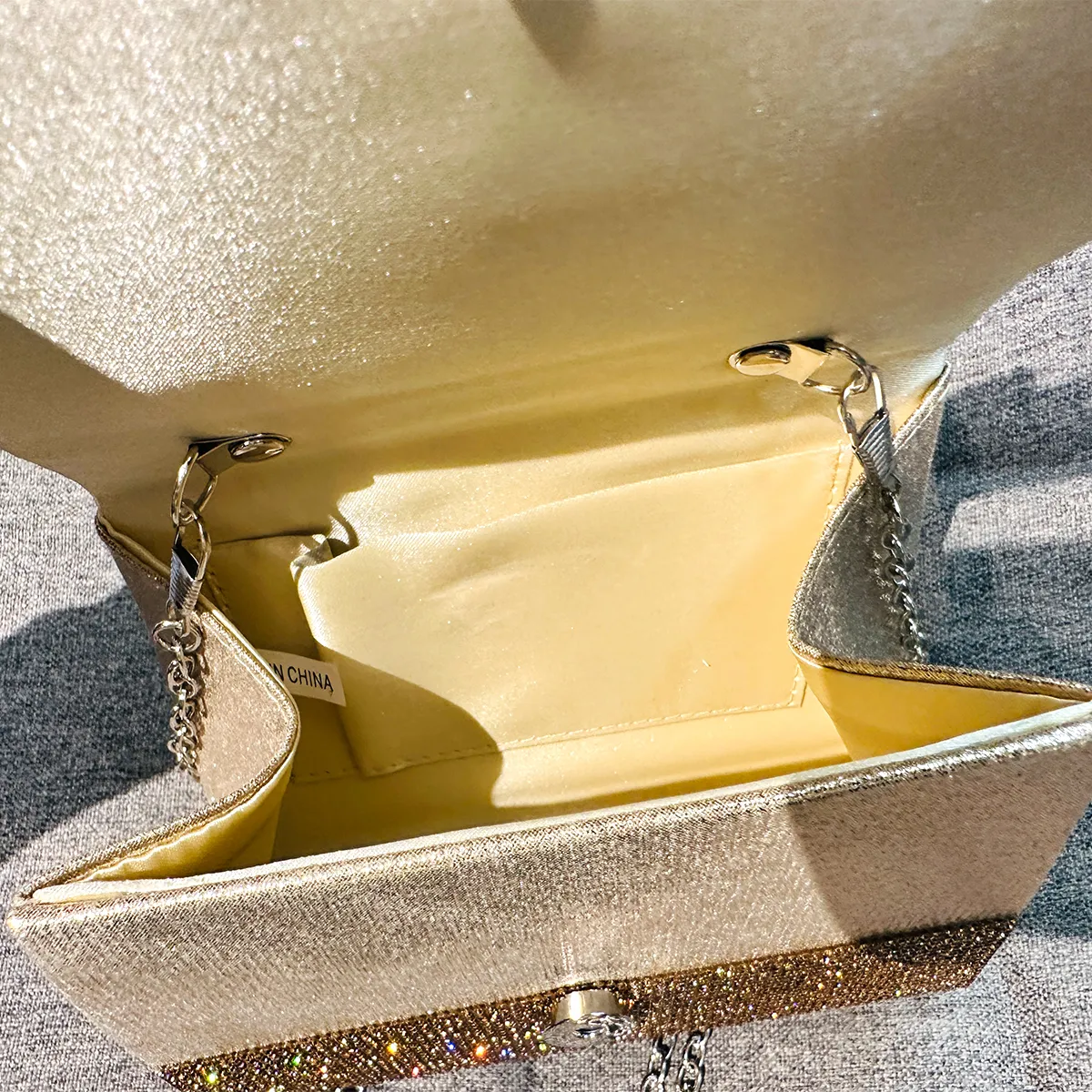 jiomay Golden Rhineste Tote Designer Handtaschen Elegante Geldbörsen für Frauen Shiny Menger Y2K Fi Umhängetasche s1OR #_voghion.com