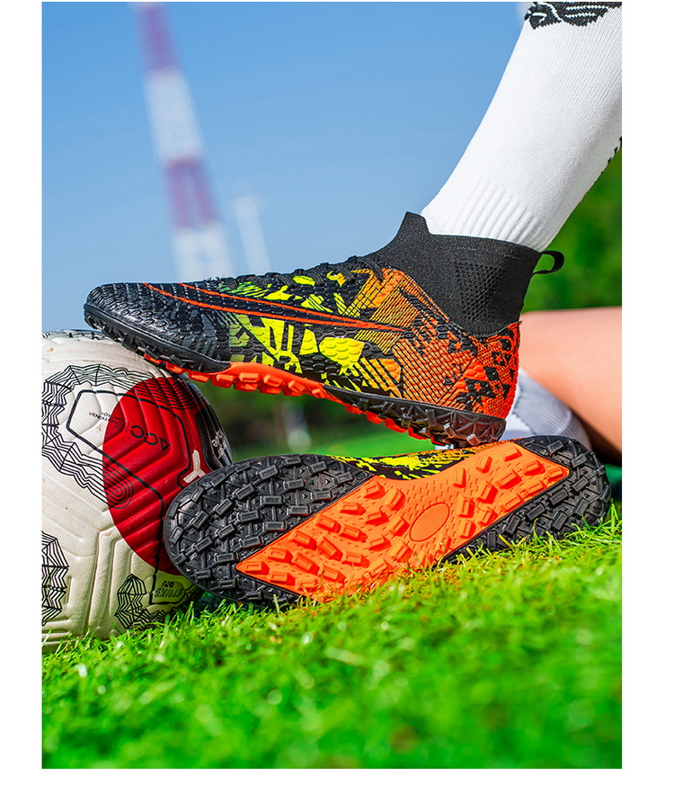 Cleats Men Soccer Shoes Football Boots Grass Training Match Sneakers Ultralight Non-Slip Long Spikes Unisex_voghion.com