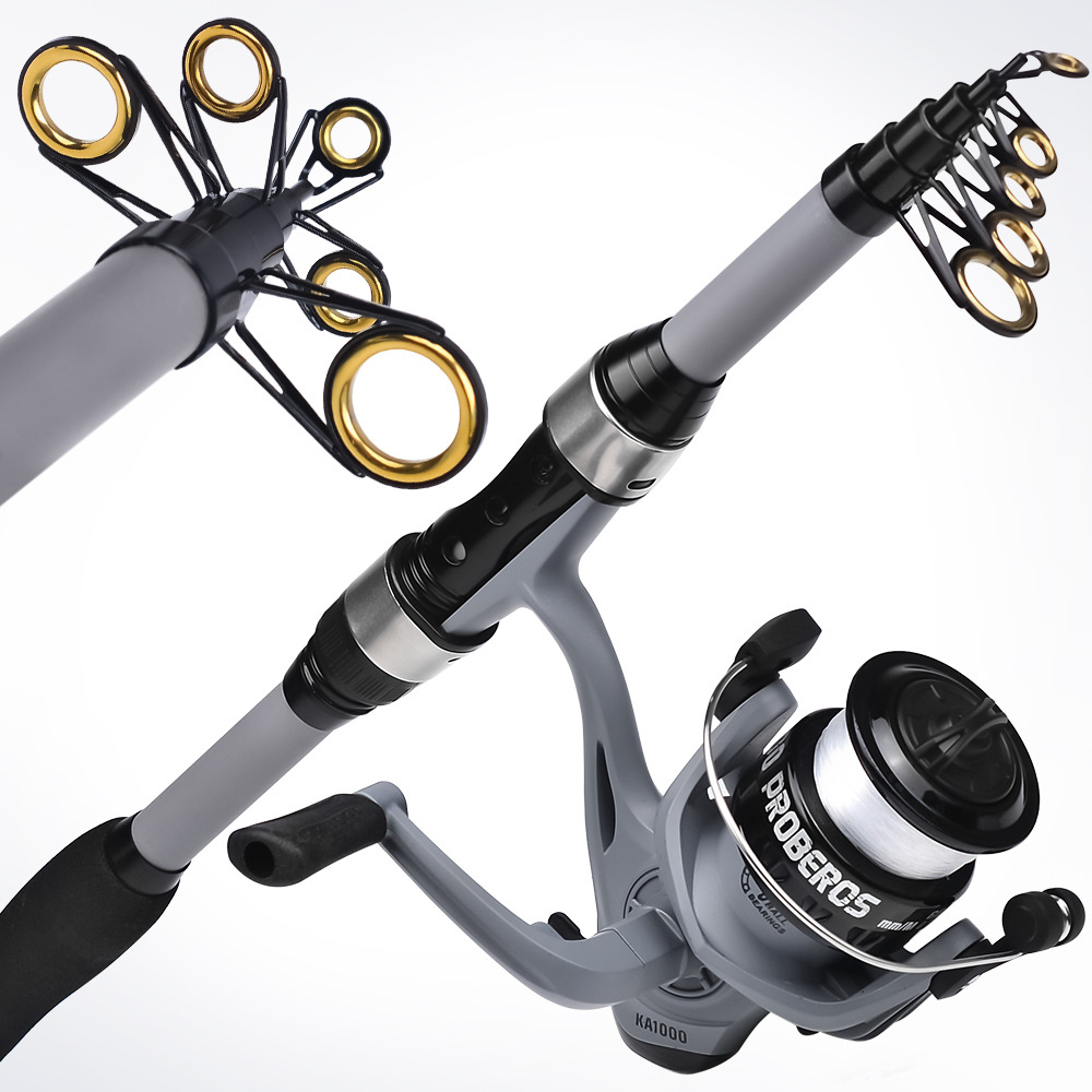 Conjunto de varas de pesca portáteis, varas de arremesso de longa distância, mini varas de pesca, carretilhas de pesca, linhas de pesca, iscas, varas de pesca, conjunto completo de varas de pesca_voghion.com