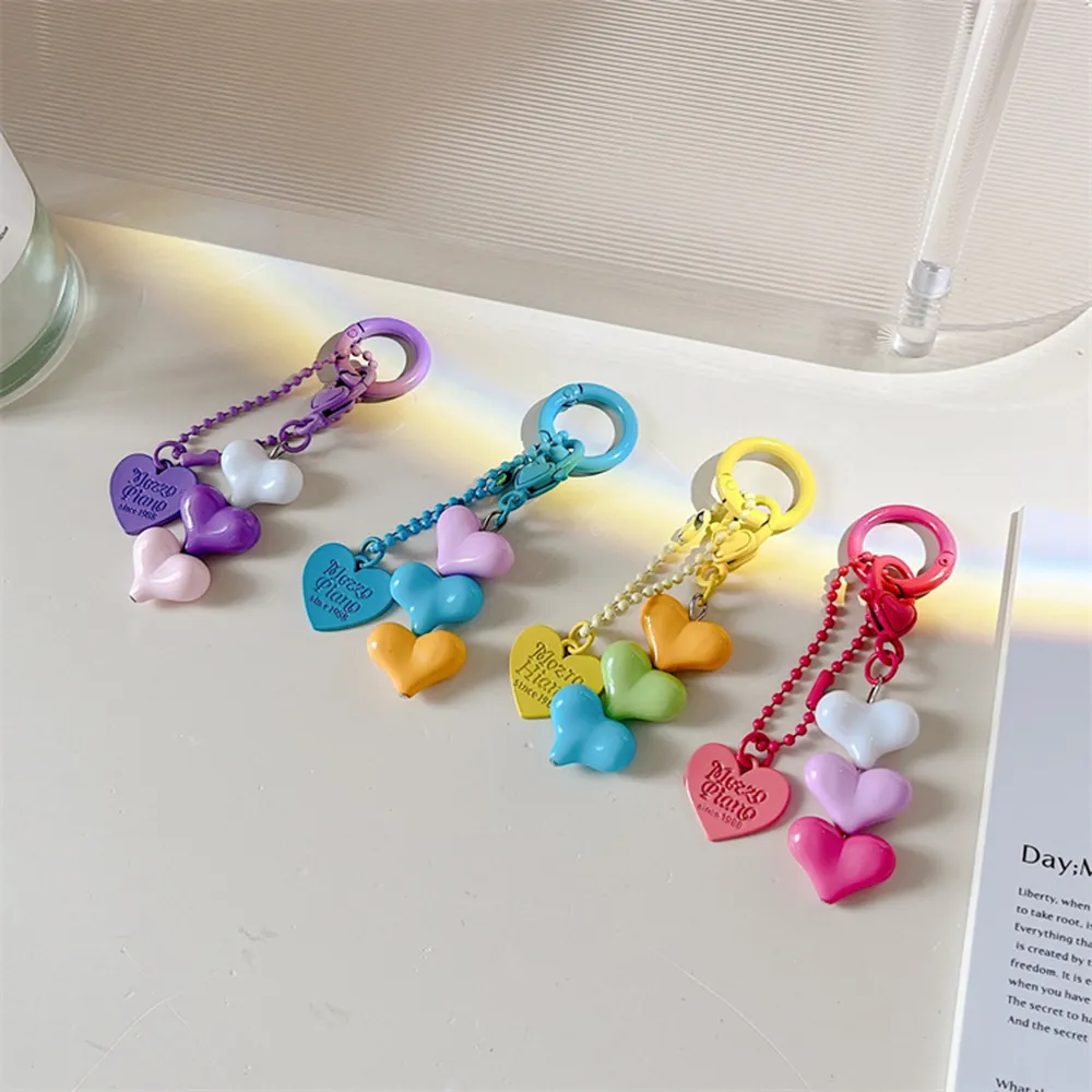 Catene per cellulare con ciondolo a forma di cuore 3D coreano, carine, per donne, portachiavi, dolce, color caramella, decorazione, gioielli_voghion.com