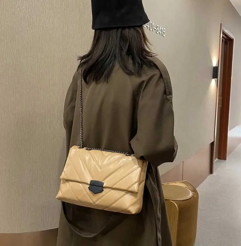 Ketten Schulter Frauen PU Leder Achselhöhle Mode Messenger Kleine Klappe Umhängetasche Dame Einkaufstasche femmeC241103_voghion.com