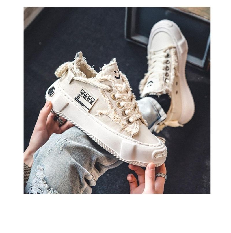 Tendenza primaverile maschile, scarpe da ginnastica versatili e casual in tela, design di nicchia, scarpe sportive con suola spessa, sito web del piccolo mendicante bianco,_voghion.com