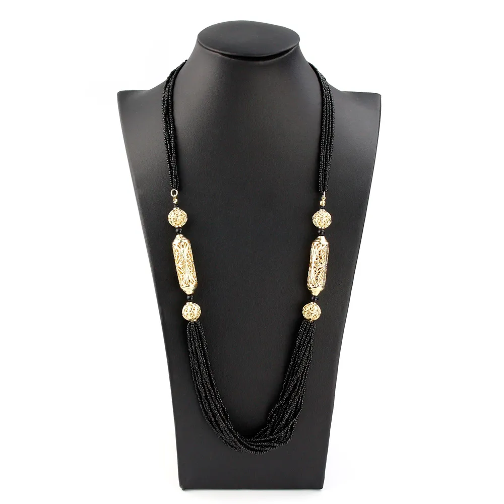 Catene Neovisson Fashion Style Marocco Perline Collana Per Donne Aristocratiche Catena Lunga Rosso Nero Arabo Etnico Nozze_voghion.com