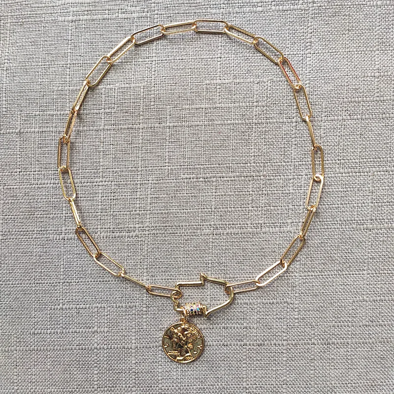 Colliers à pendentif pour femmes, chaîne à maillons épais, papillon, spirale, mousqueton, fermoir ras du cou, boucle en zircone cubique, bijoux_voghion.com
