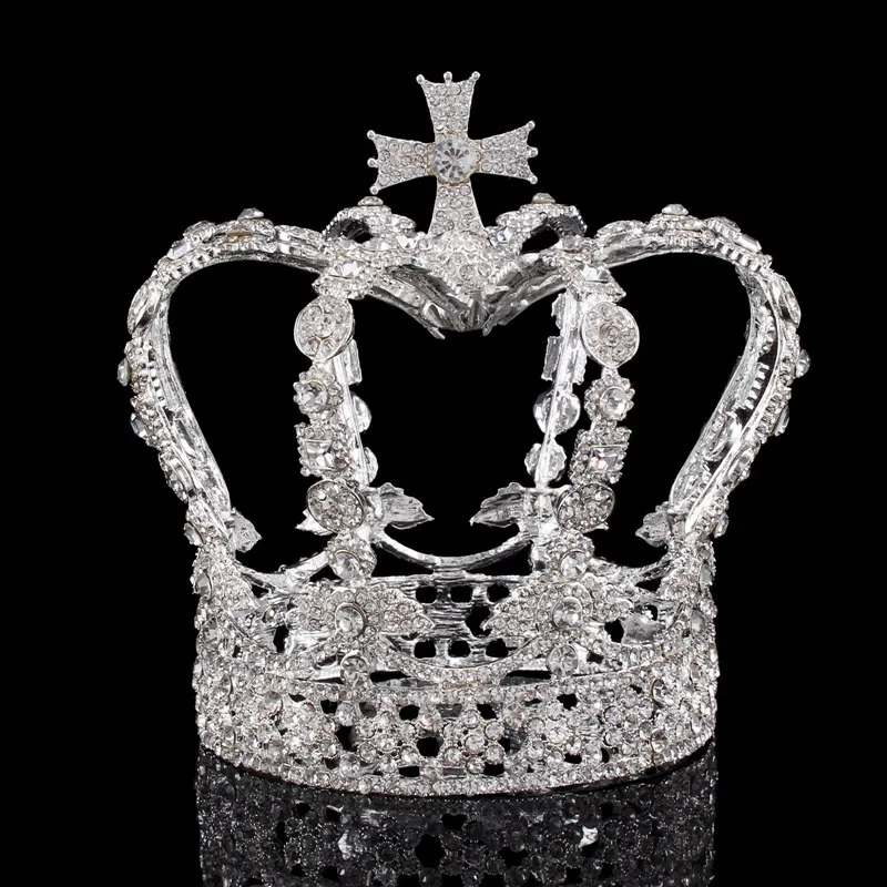 Corona di cristallo da regina e re, diademi e corone da sposa, copricapo da sposa, diadema da concorso, gioielli per capelli, accessori_voghion.com