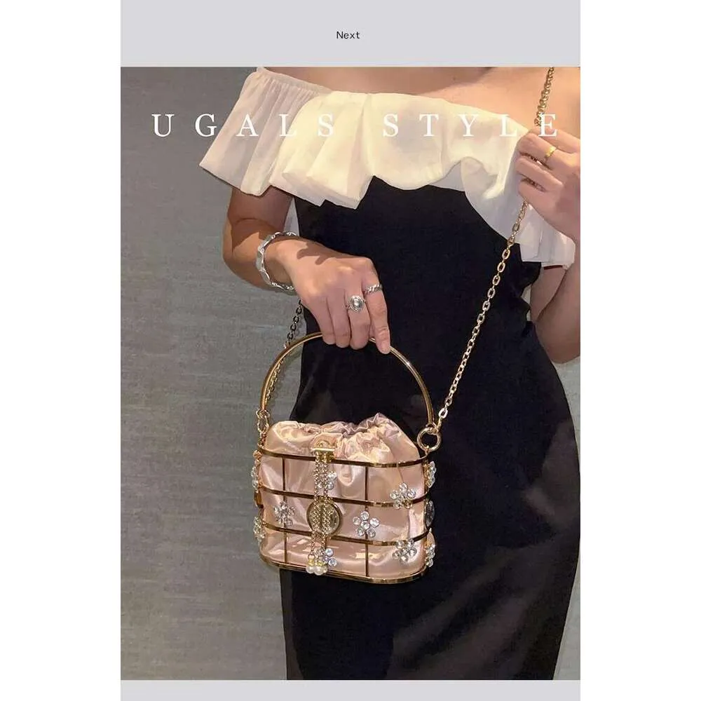 Modische Damen-Handtasche mit ausgehöhltem Metallkäfig, glitzernd, glänzend, für Abendveranstaltungen, Hochzeiten, Partys, Clutch, Umhängetasche_voghion.com