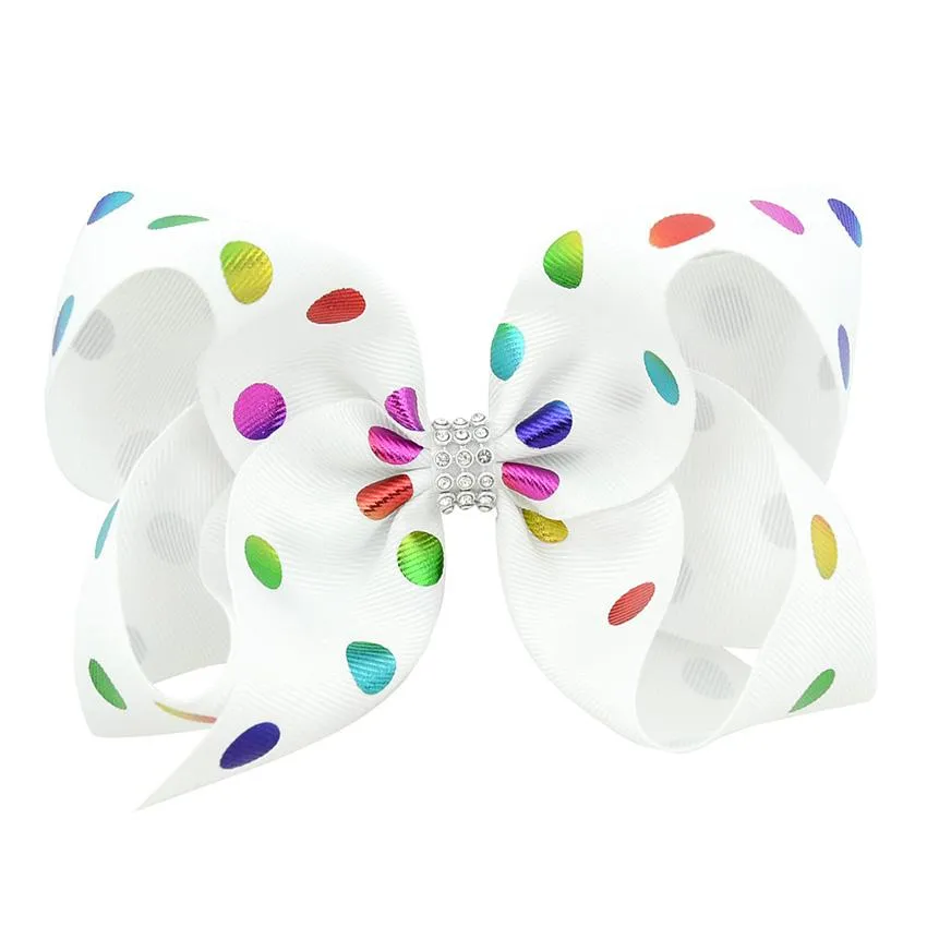 2,5 cm große Schleifen aus Band mit Strasssteinen, Schleife für Kinder, 6 Paar große Haarschleifen in Regenbogenfarben, Krokodilklemmen, Haar-Accessoires für Mädchen_voghion.com